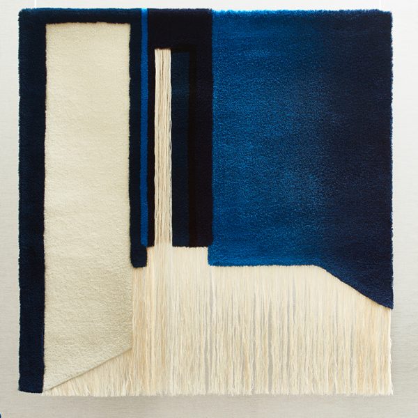 Nicolette Brunklaus, tapestries blue room Acoustic Tapestry Blue Room175x175 cm wool made in the Netherlands