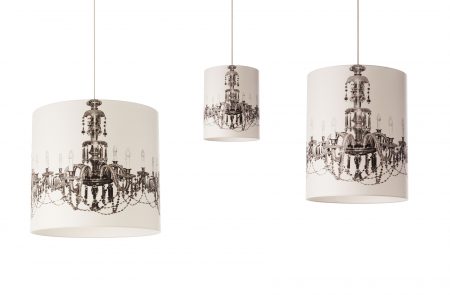 Chandelier printed on a white lampshade